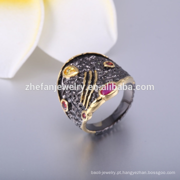 Anéis de jóias antigas anéis de dedo das mulheres com anéis de chapeamento de ouro preto jóias